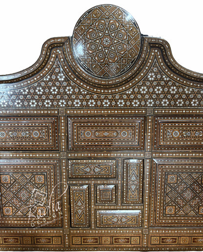 Mother of Pearl Inlay Throne Bench with Upholstered Seat