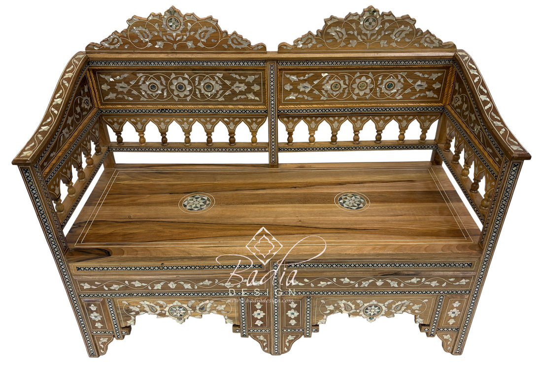 Moroccan Mother of Pearl Inlay Bench