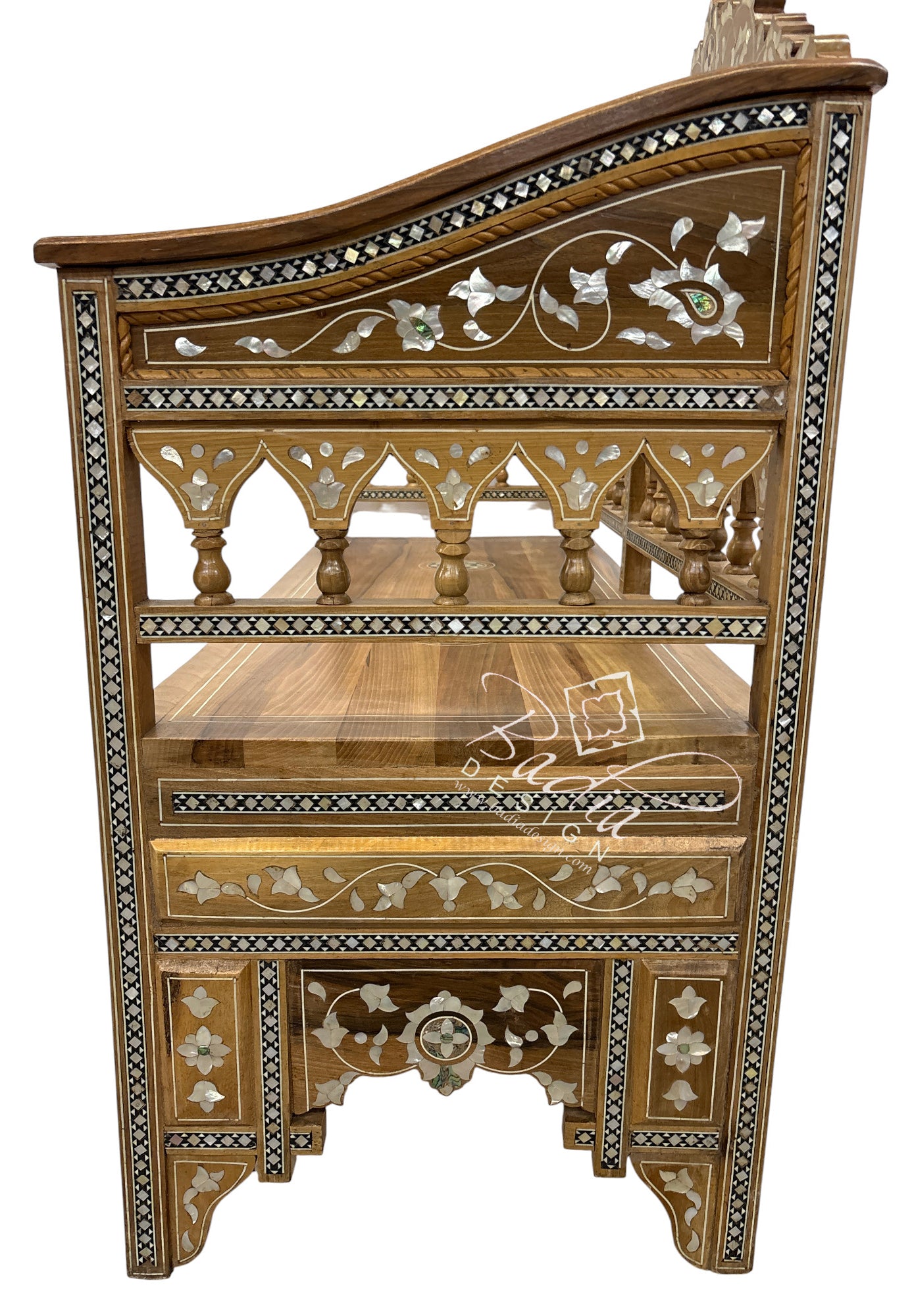 Moroccan Mother of Pearl Inlay Bench