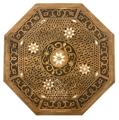 Mother of Pearl Inlay Hand Carved Accent Table