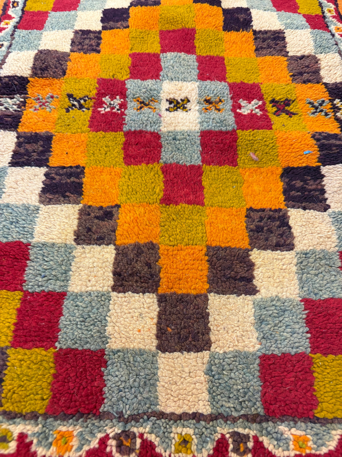Multi-Color Checkered Tribal Rug