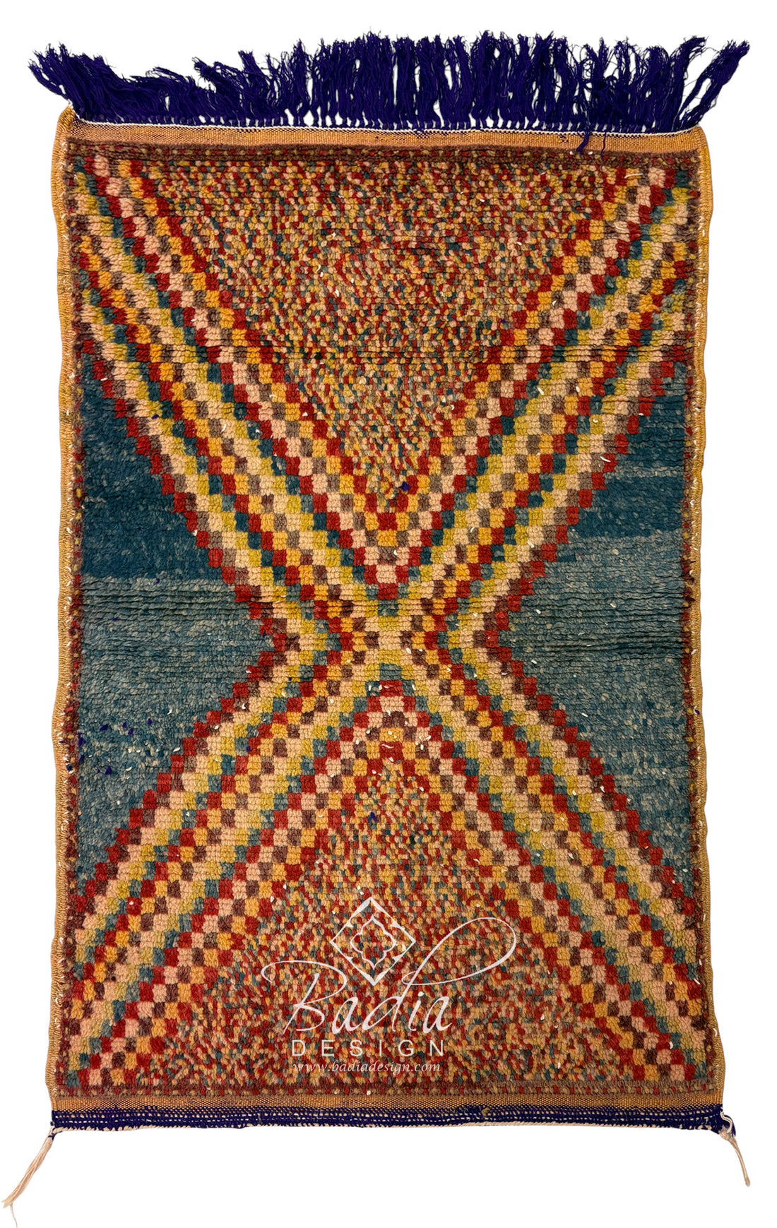 Moroccan Multi-Color Hourglass Pattern Tribal Rug