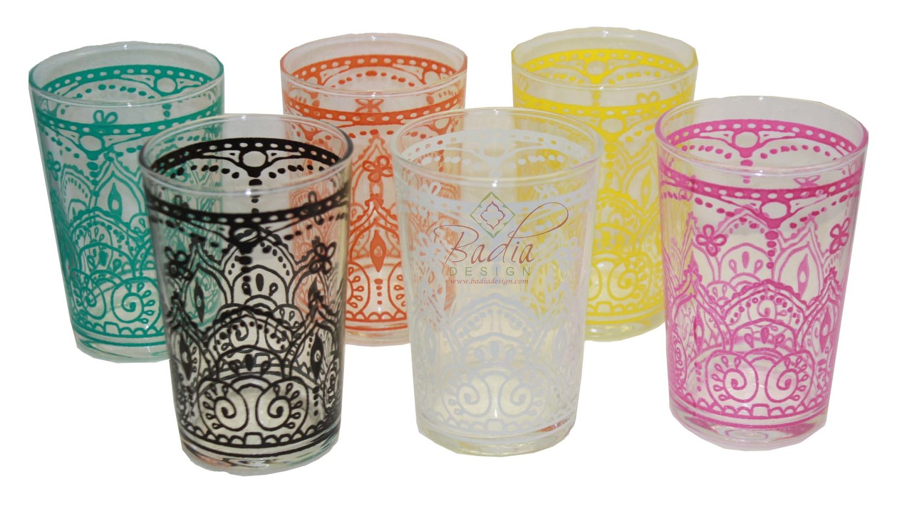 Multi-Color Mediterranean Tea Glass Set