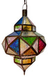 Moroccan Multi-Color Stained Glass Hanging Lantern
