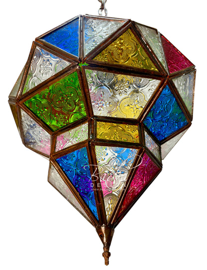 Multi-Color Stained Glass Hanging Lantern