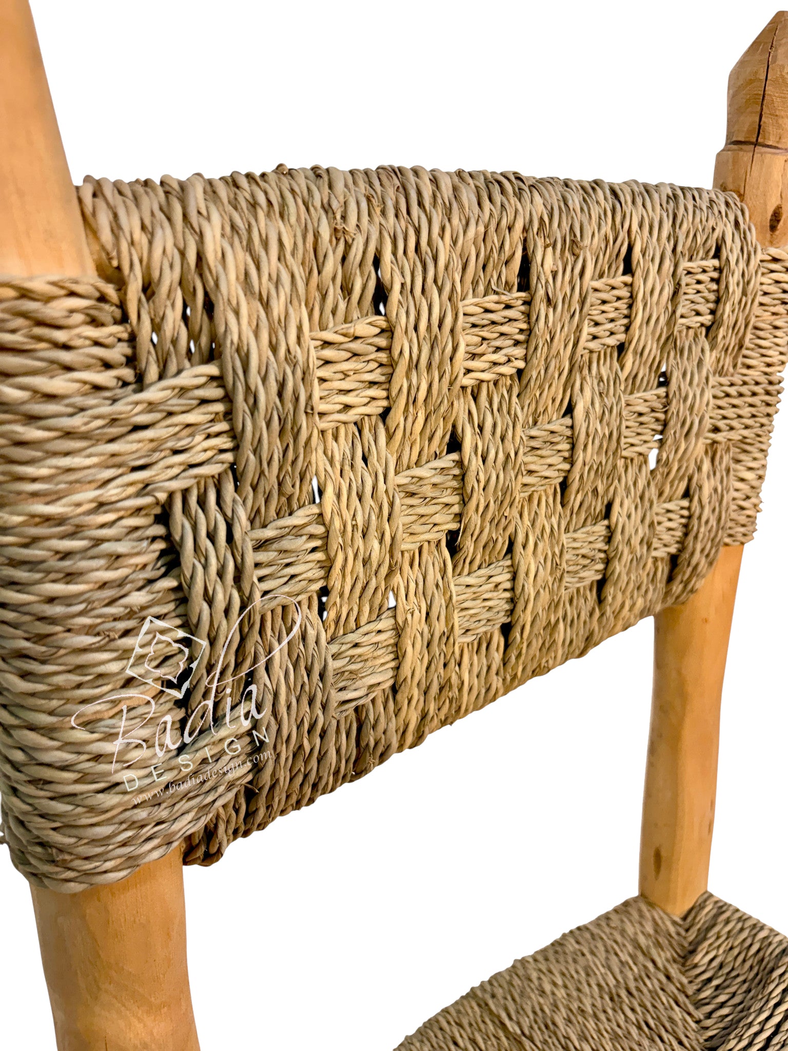 Natural Wood Chair with Woven Rope Seat and Back