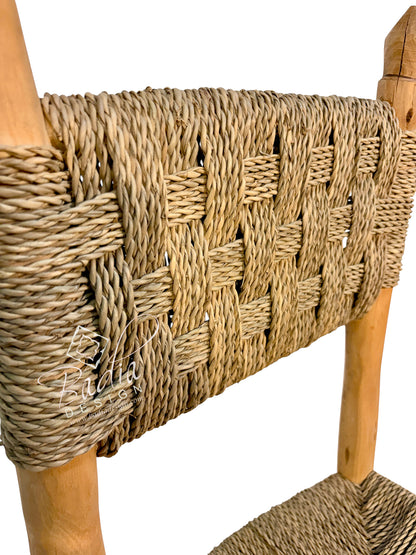 Natural Wood Chair with Woven Rope Seat and Back