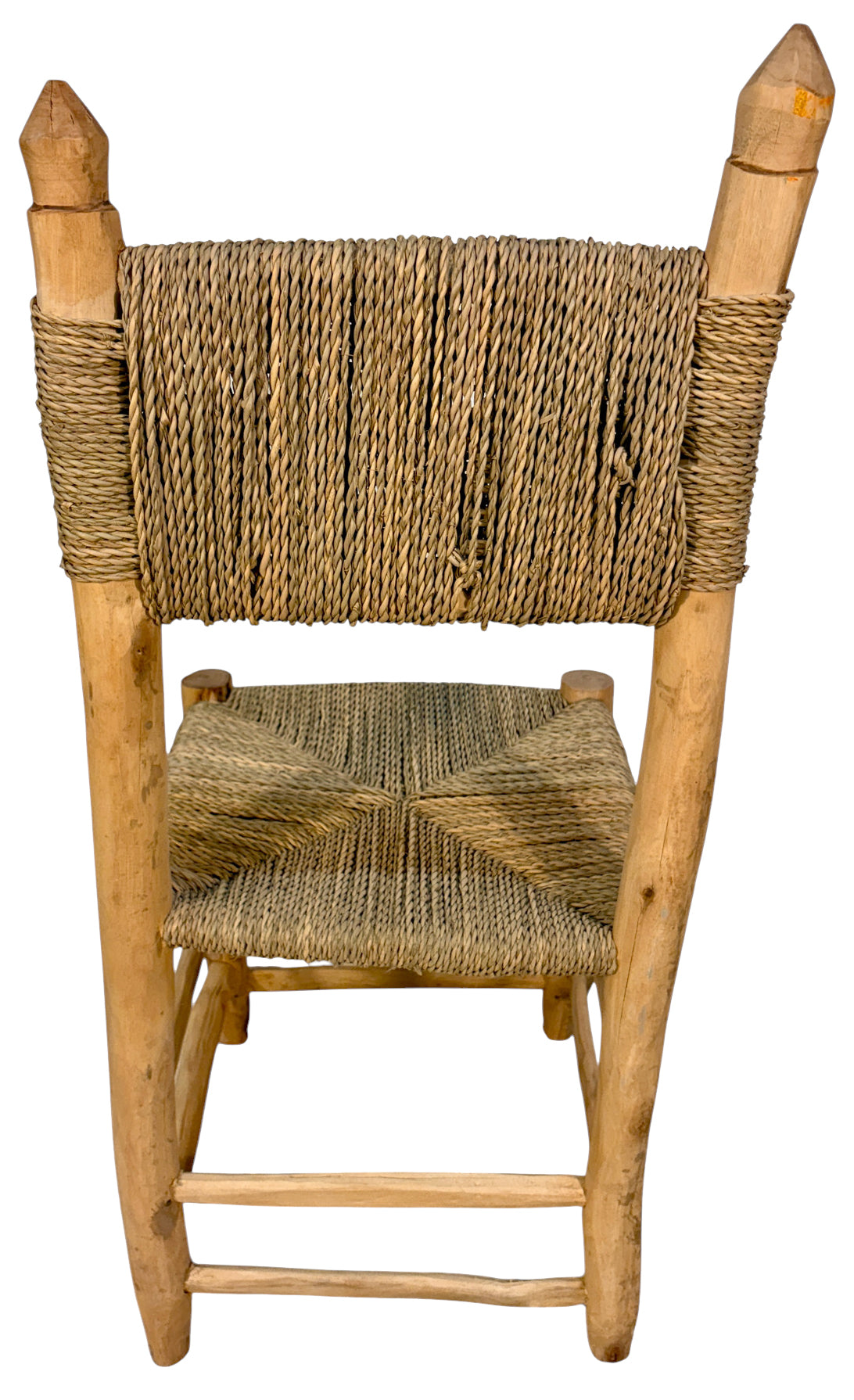 Natural Wood Chair with Woven Rope Seat and Back
