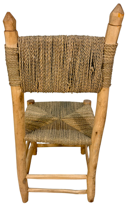Natural Wood Chair with Woven Rope Seat and Back