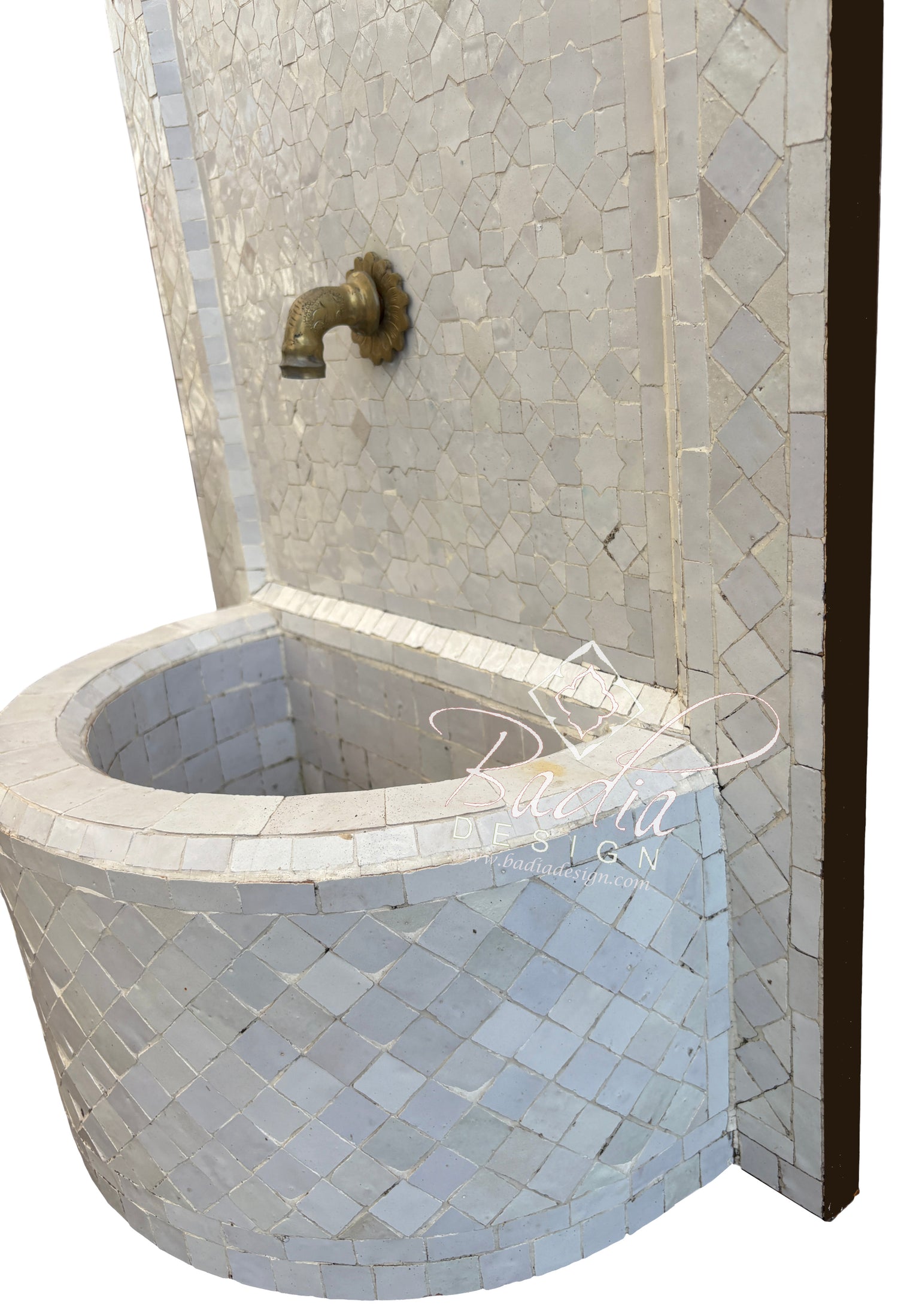 Moroccan Off-White Mosaic Tile Water Fountain