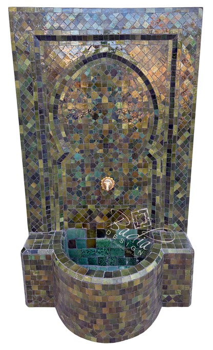 Moroccan Olive and Dark Green Zellige Water Fountain