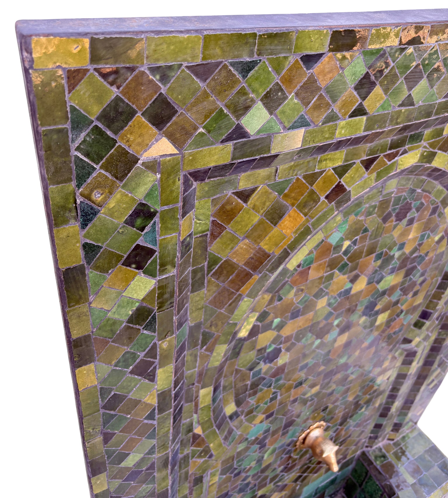 Olive and Dark Green Zellige Water Fountain