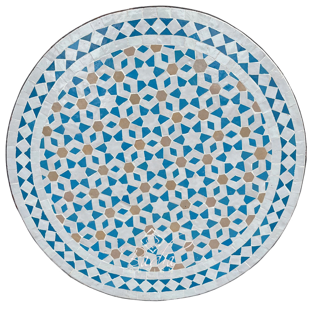 Round Moroccan Multi-Color Tile Table Top