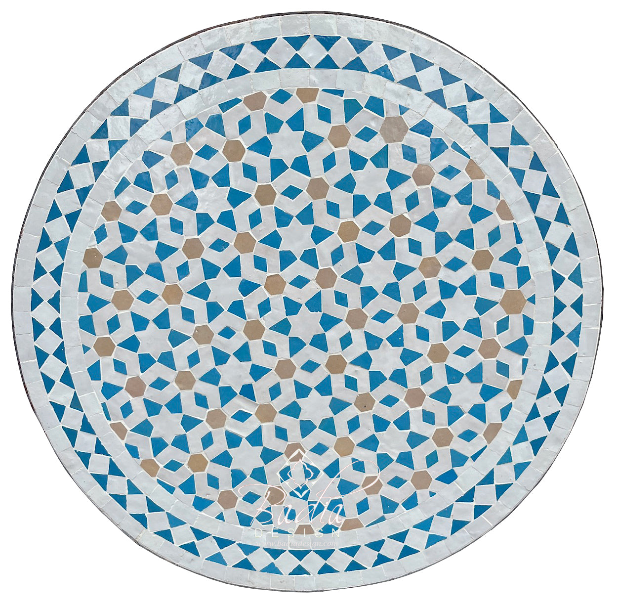 Round Moroccan Multi-Color Tile Table Top