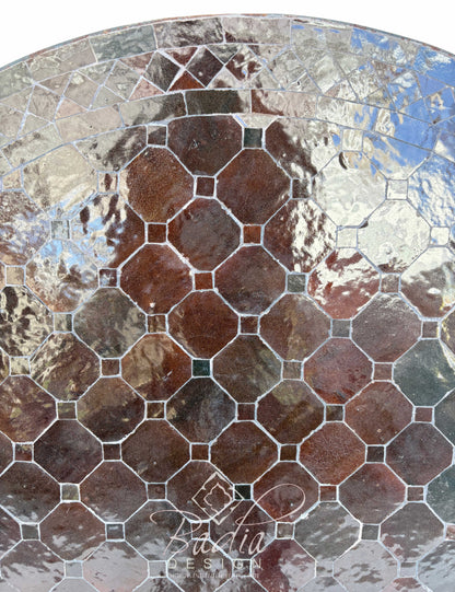 36" Dark Brown Round Tile Table Top