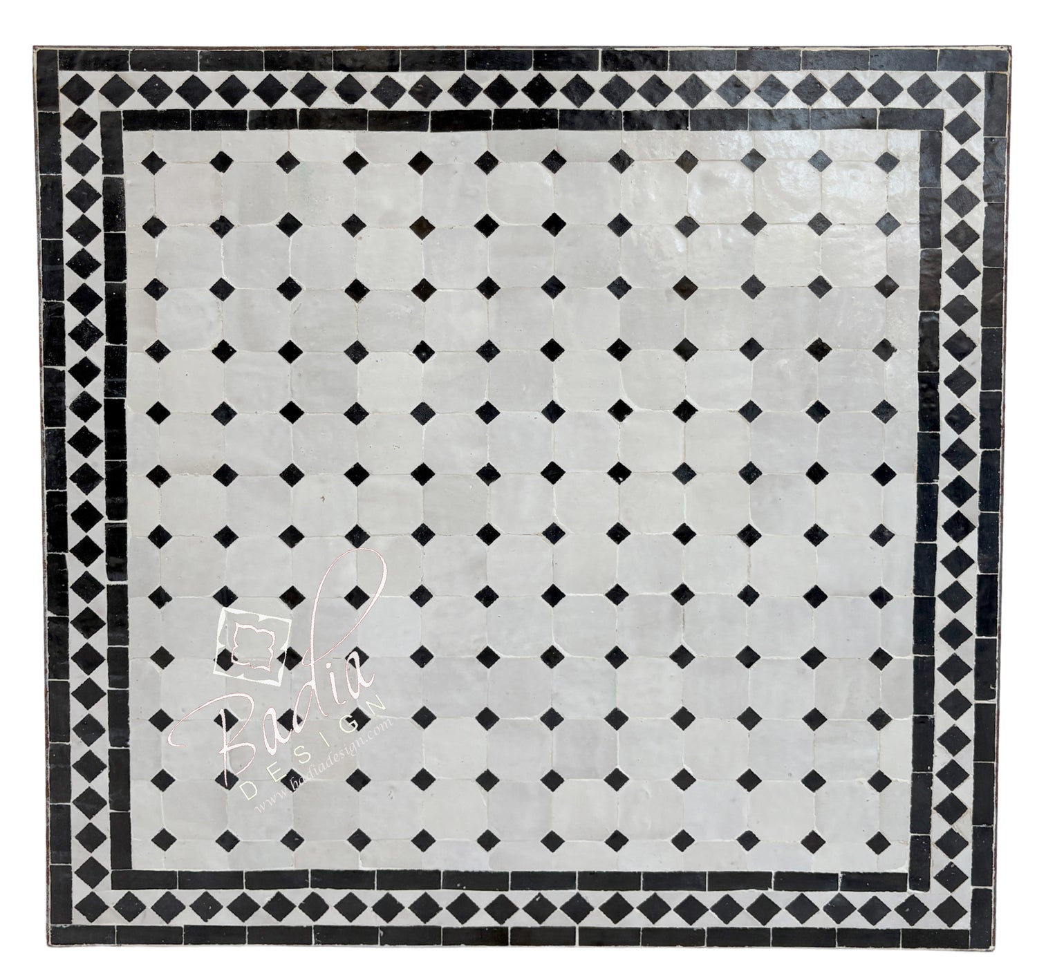 30" Square Black and Off-White Tile Table Top