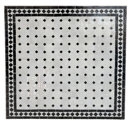 30" Square Black and Off-White Tile Table Top