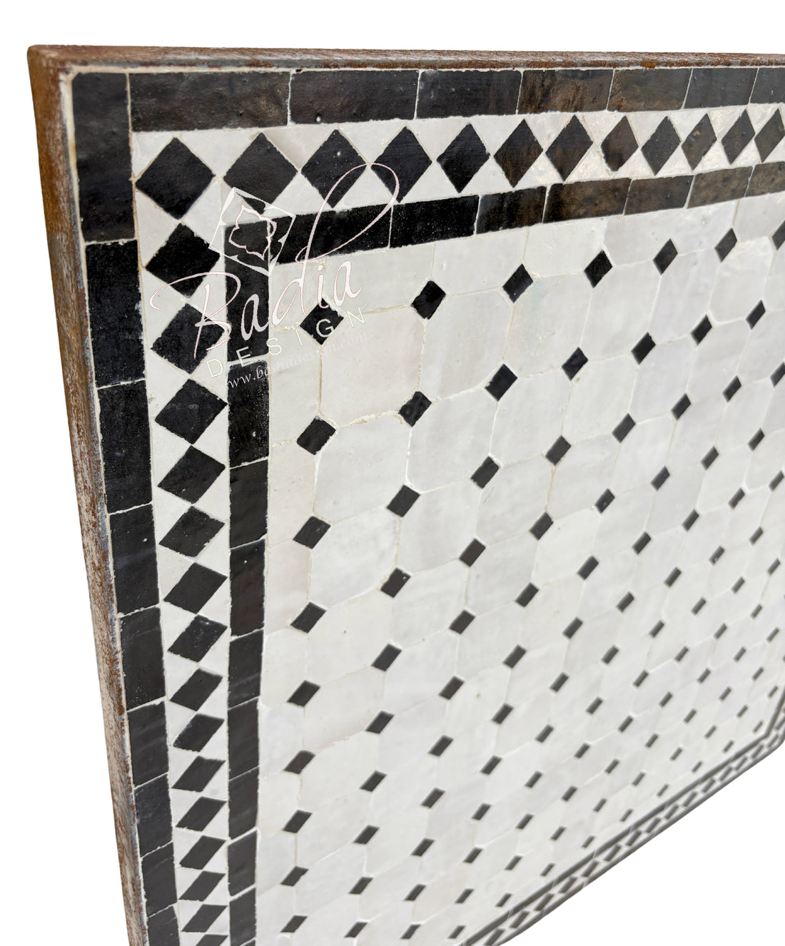 30" Square Black and Off-White Tile Table Top
