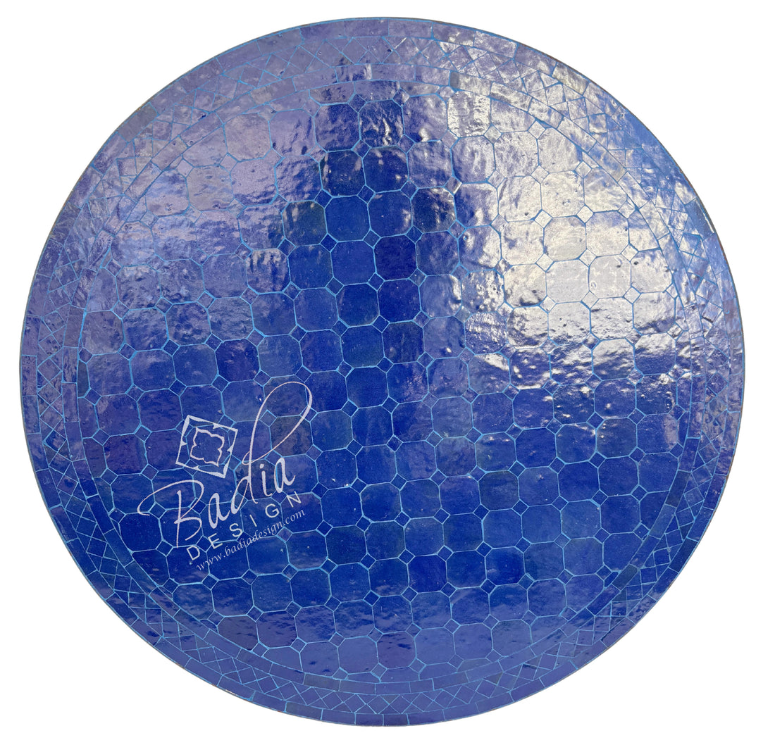 36" Solid Blue Round Tile Table Top
