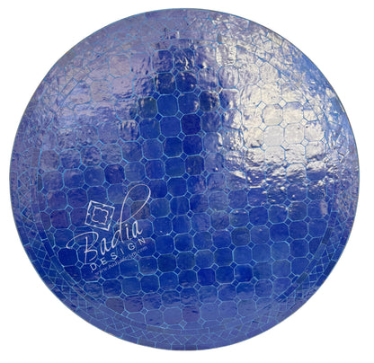 36" Solid Blue Round Tile Table Top