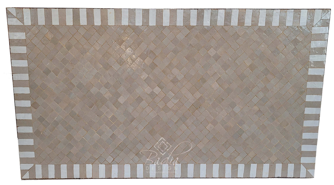 36"W x 63"L Beige Intricate Tile Table Top