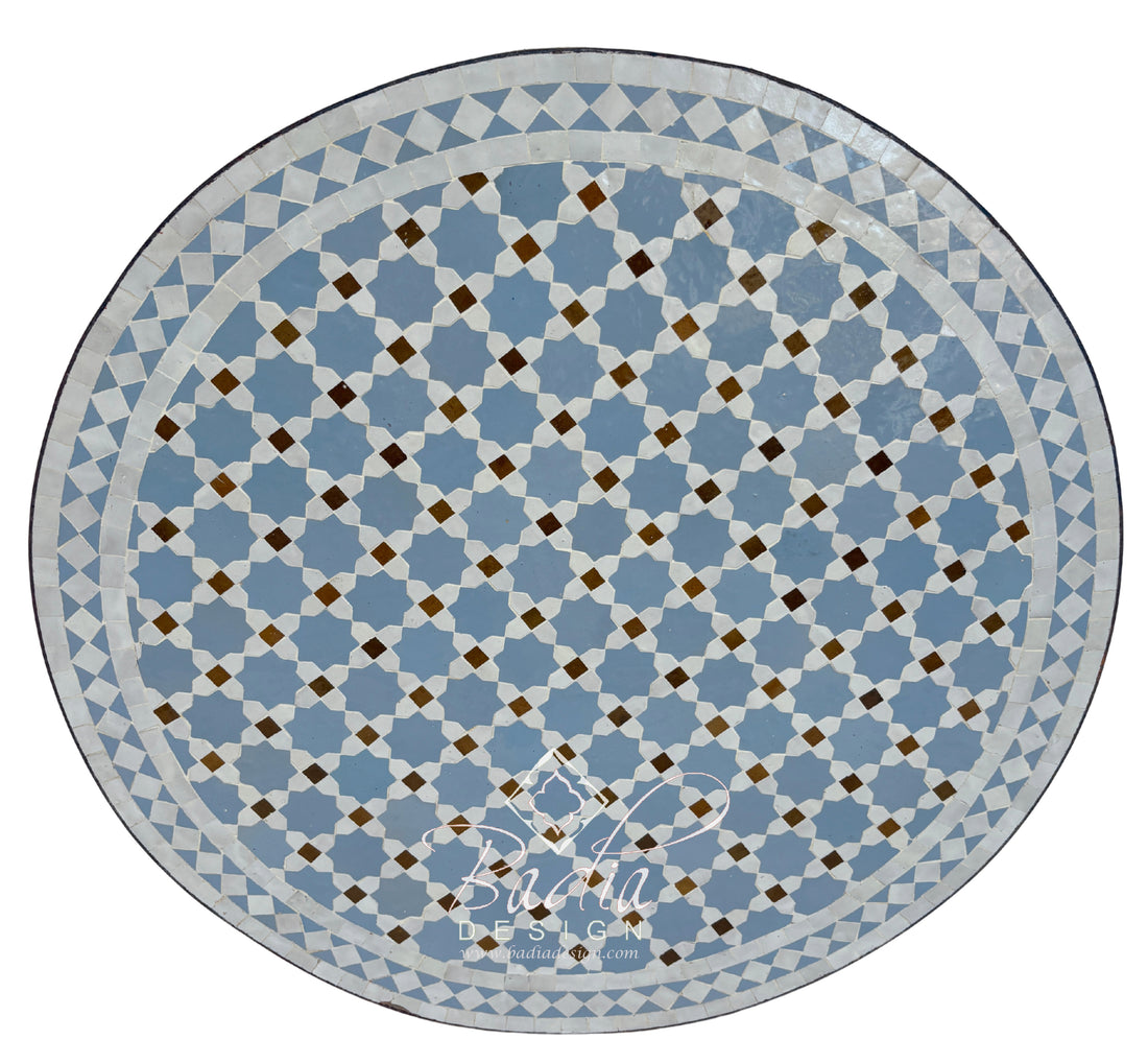 32" Blue and White Tile Table Top