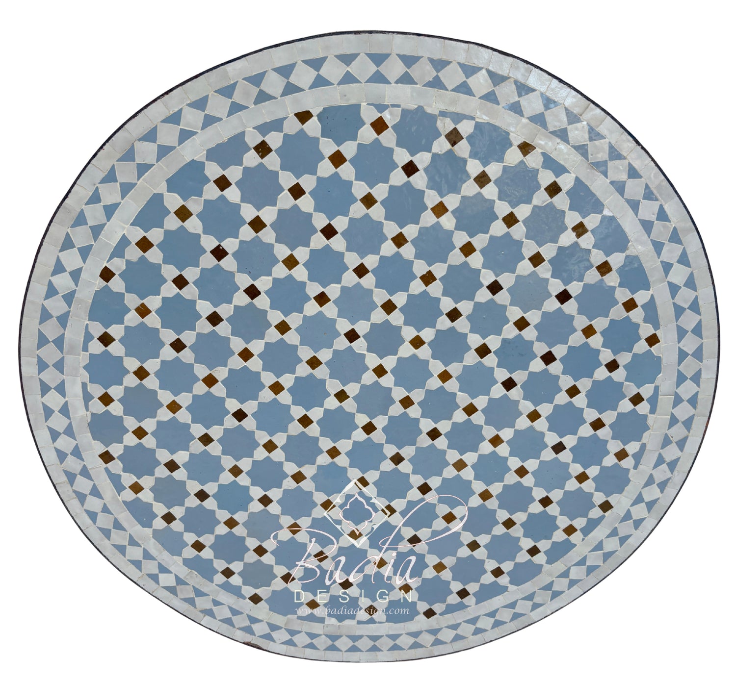32" Blue and White Tile Table Top