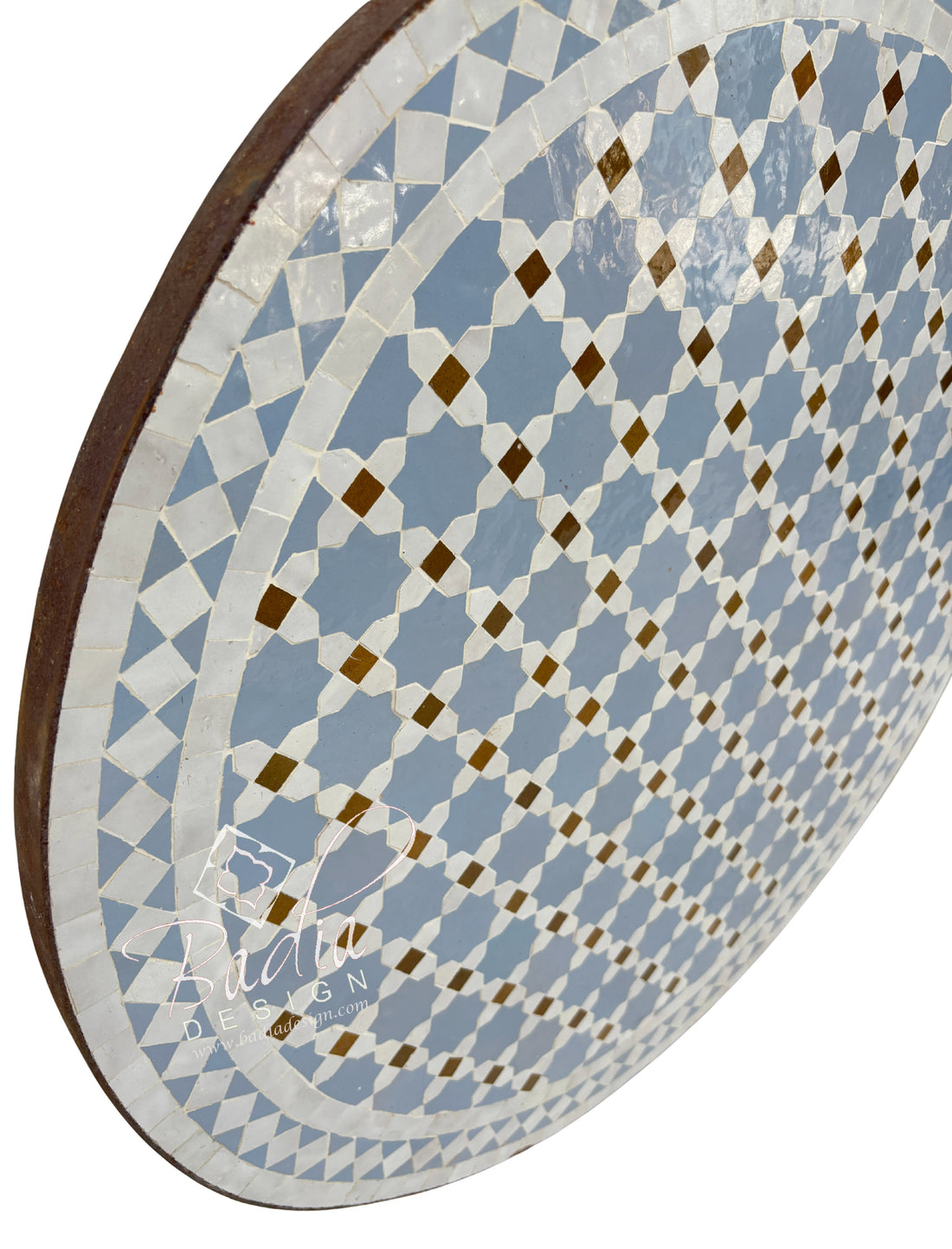 32" Blue and White Tile Table Top