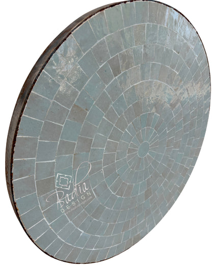 24" Round Gray Multi-Shade Tile Table Top