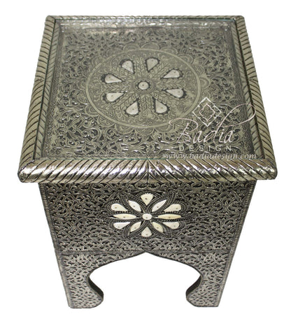 Silver Embossed Nickel and Bone Table