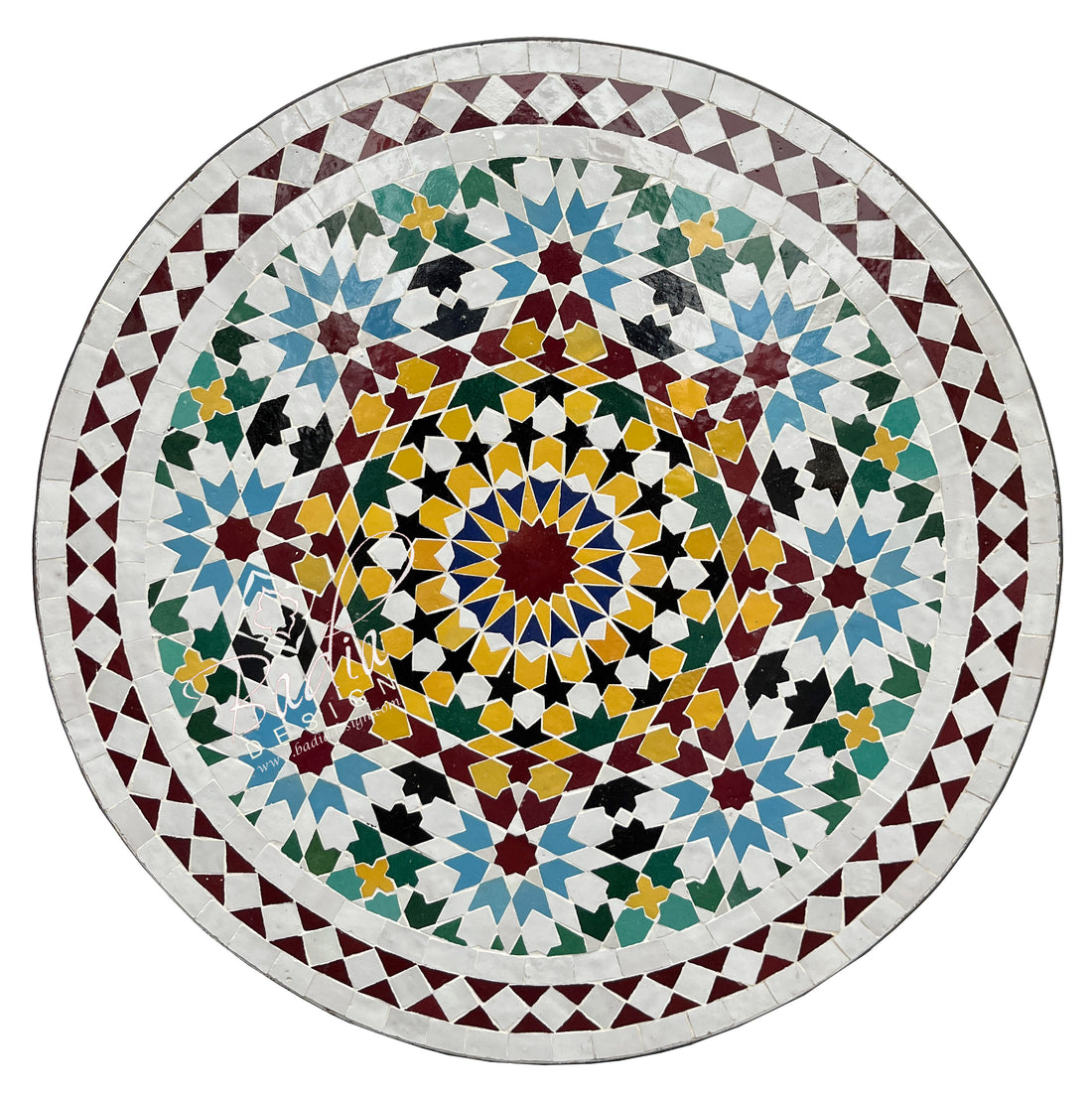 Round Colorful Moroccan Tile Table Top