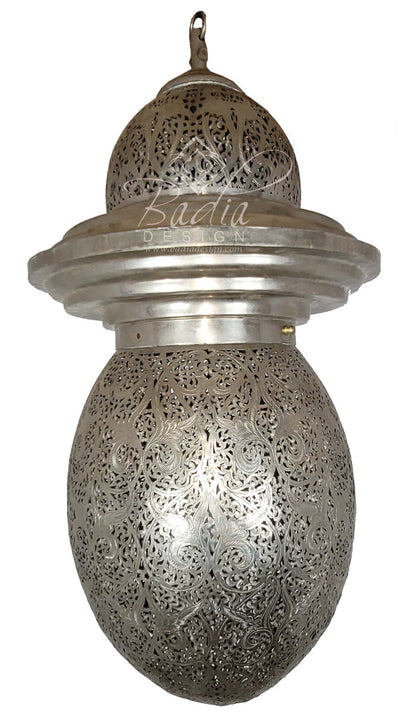 Intricately Designed Hand Punched Silver Chandelier