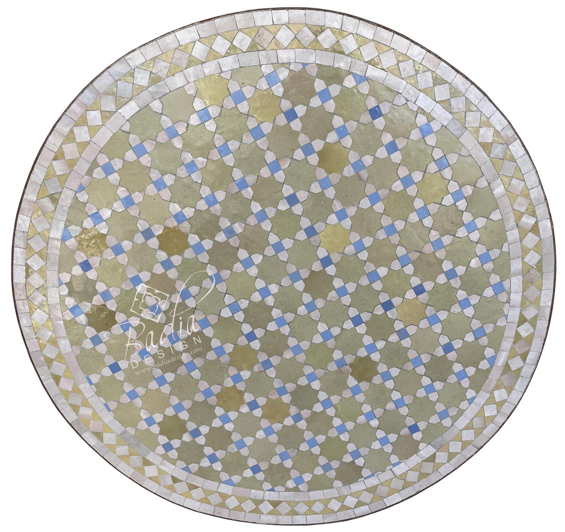 Round Moroccan Multi-Color Intricately Designed Tile Table Top