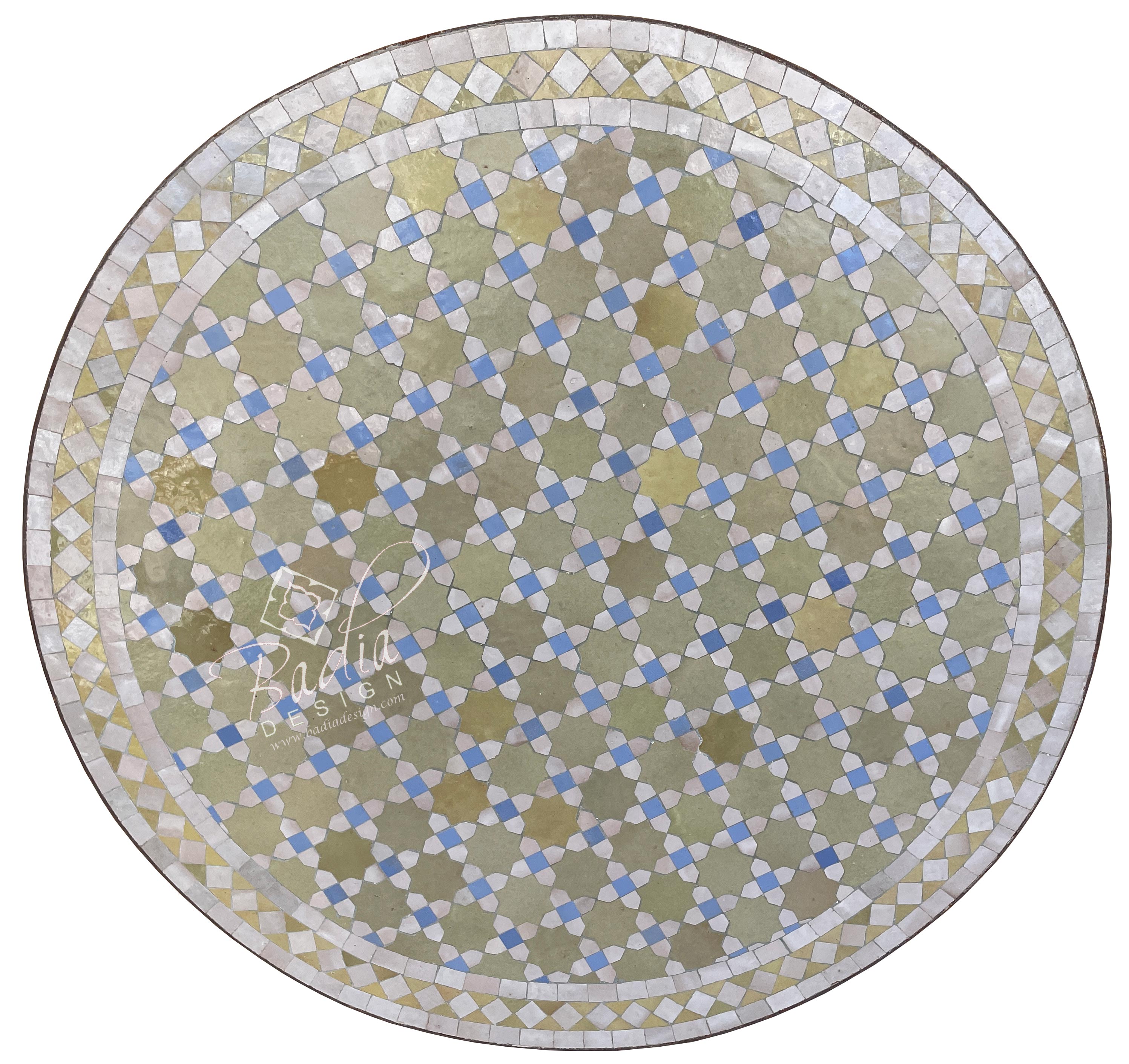 Round Moroccan Multi-Color Intricately Designed Tile Table Top