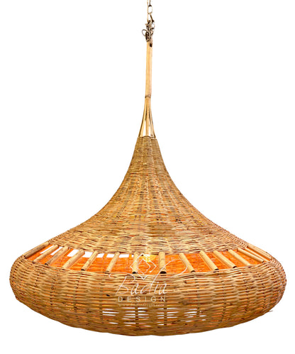 Moroccan Raffia Hanging Lantern with Woven Natural Fiber Design
