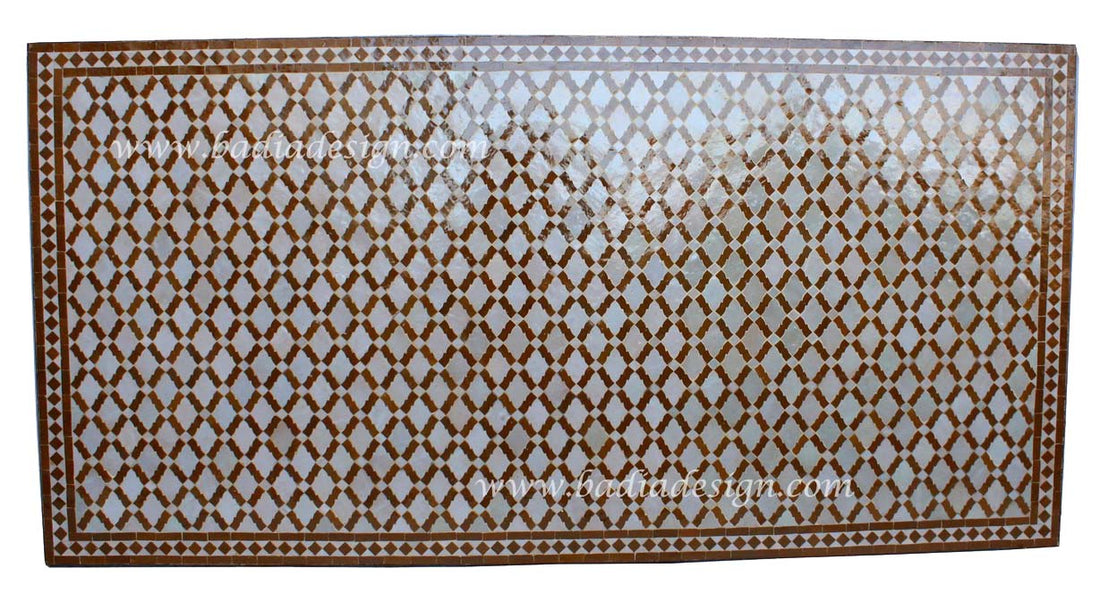40"W x 80"L Caramel and White Moroccan Mosaic Tile Table Top