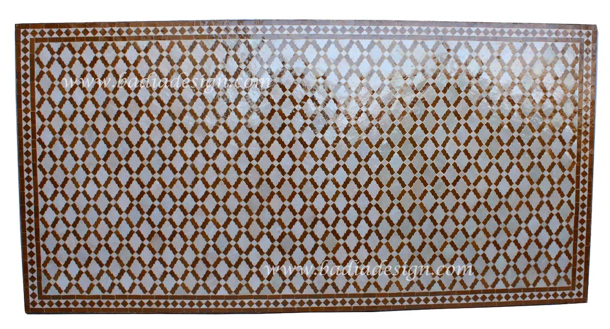 40"W x 80"L Caramel and White Moroccan Mosaic Tile Table Top