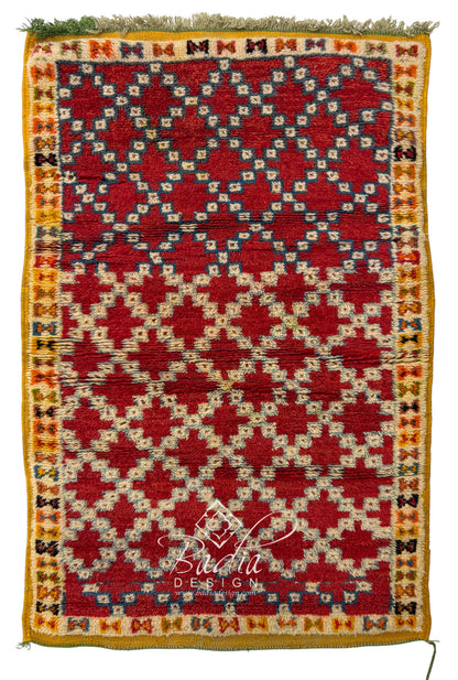 Moroccan Red Geometric Berber Handwoven Rug