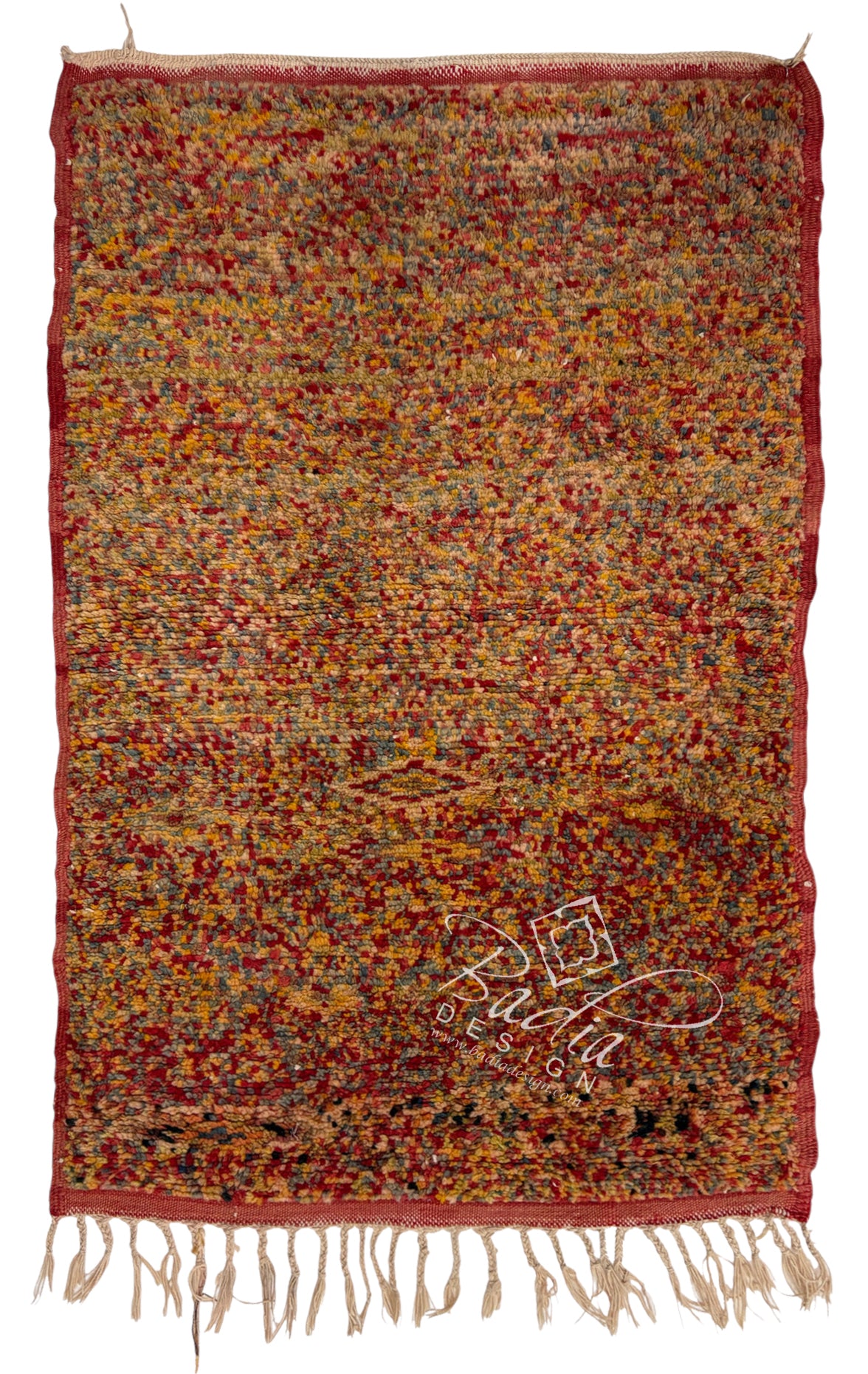 Moroccan Red Multi-Color Berber Handwoven Rug