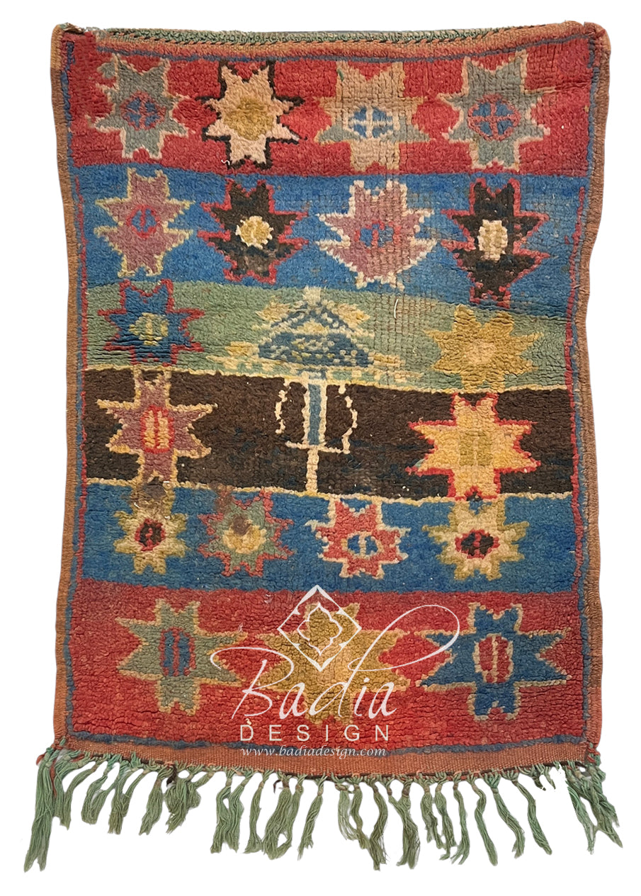 Vintage Moroccan Multi-Color Geometric Handwoven Rug
