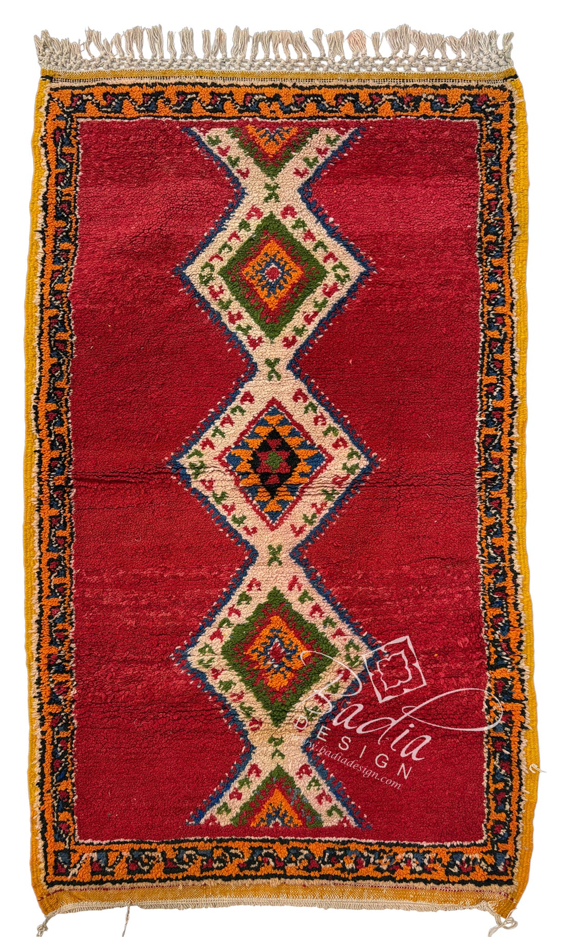 Moroccan Red Multi-Color Geometric Handwoven Rug