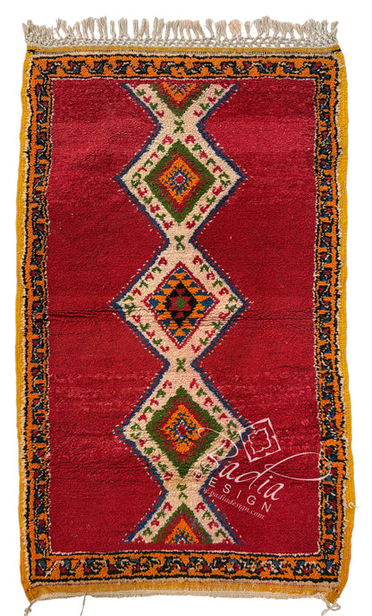 Moroccan Red Multi-Color Geometric Handwoven Rug