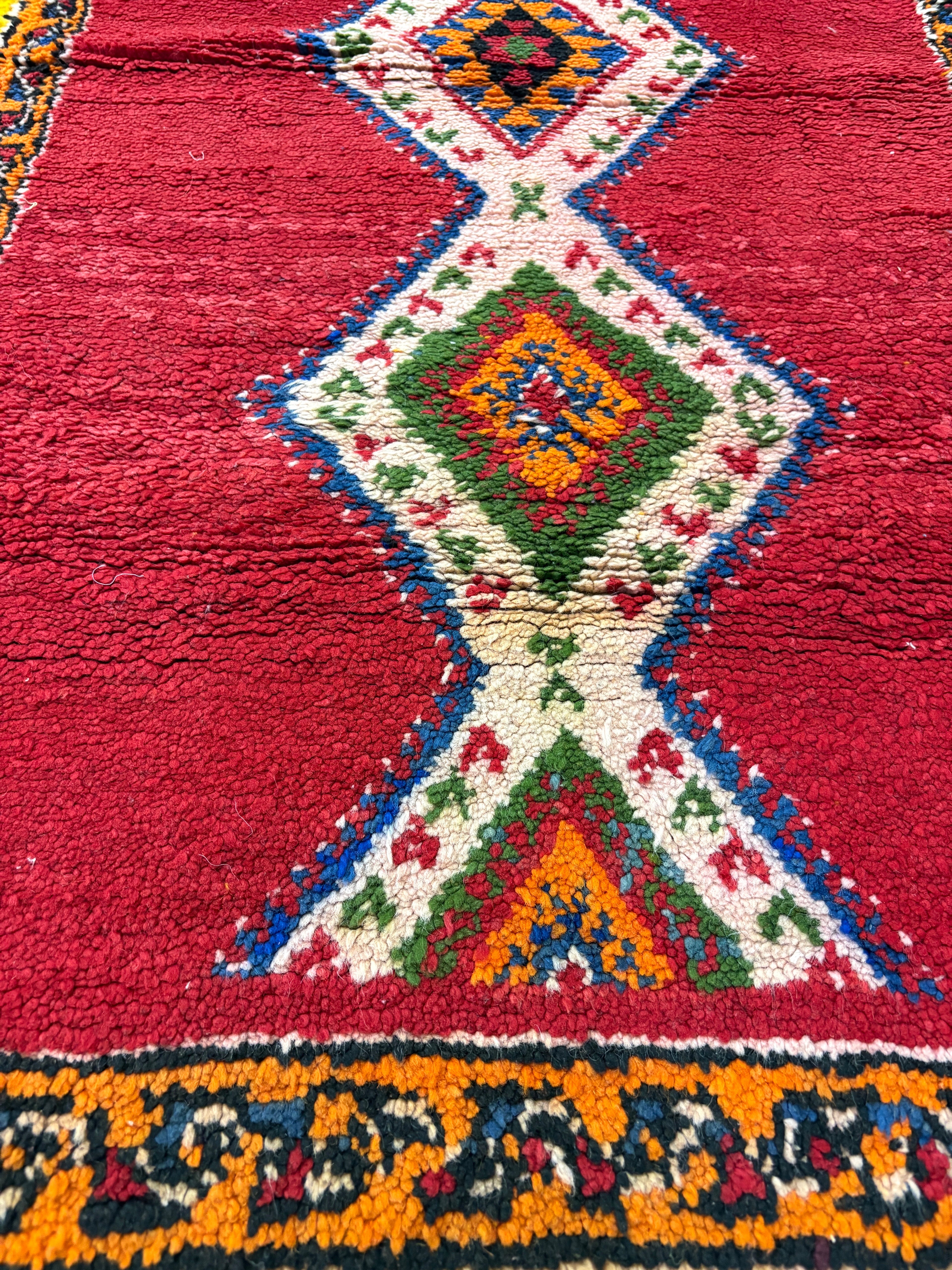 Red Multi-Color Geometric Handwoven Rug