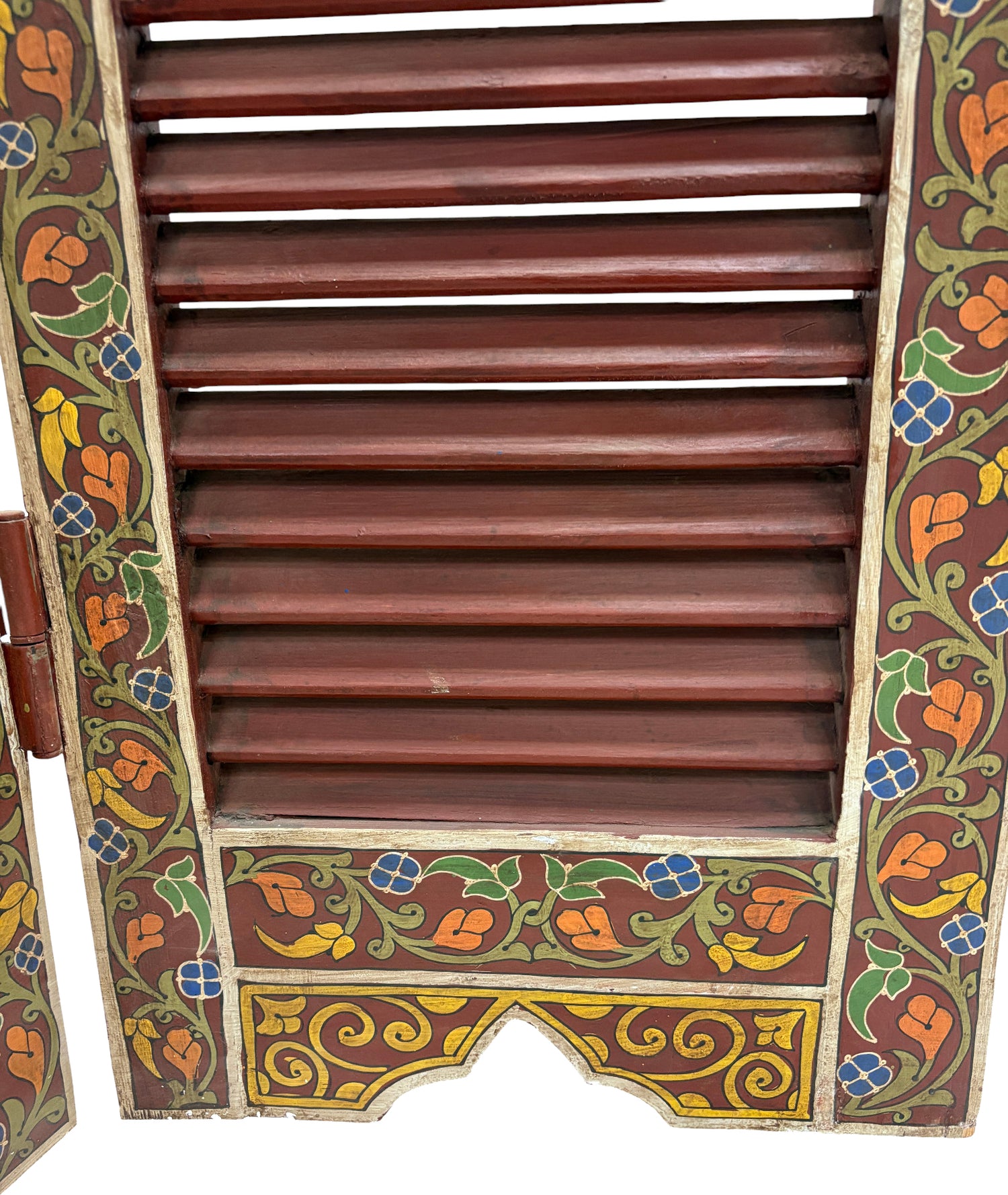 Red and Multi-Color Hand-Painted Wood Room Divider