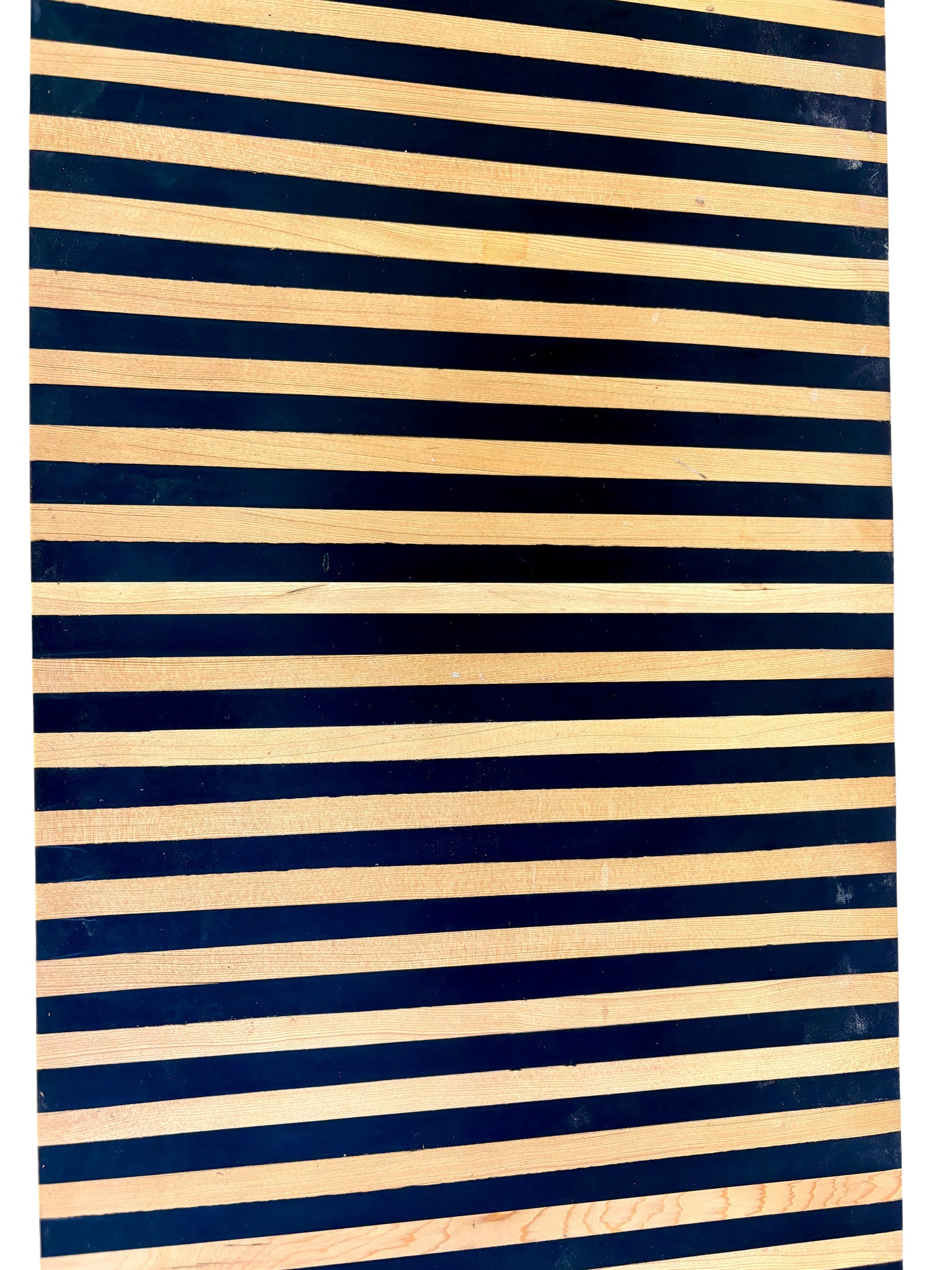 Black and Beige Striped Resin and Wood Console Table