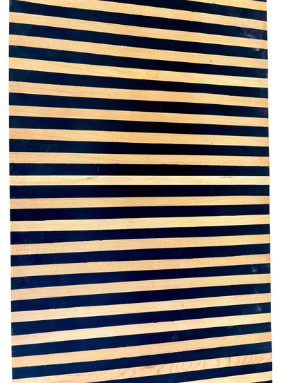 Black and Beige Striped Resin and Wood Console Table