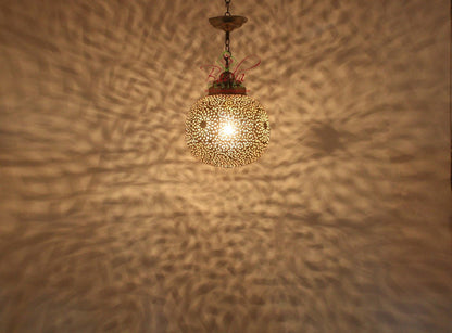 Round Moroccan Brass Pendant Light