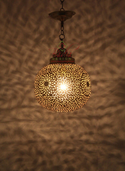 Round Moroccan Brass Pendant Light