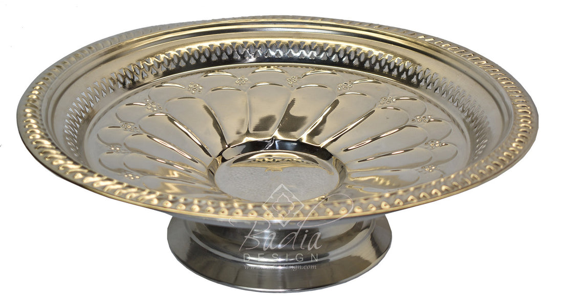 Round Moroccan Silver Serving Tray