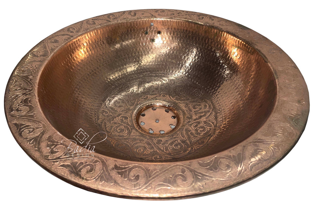Beautiful Moroccan Bowl Shaped Engraved Copper Sink
